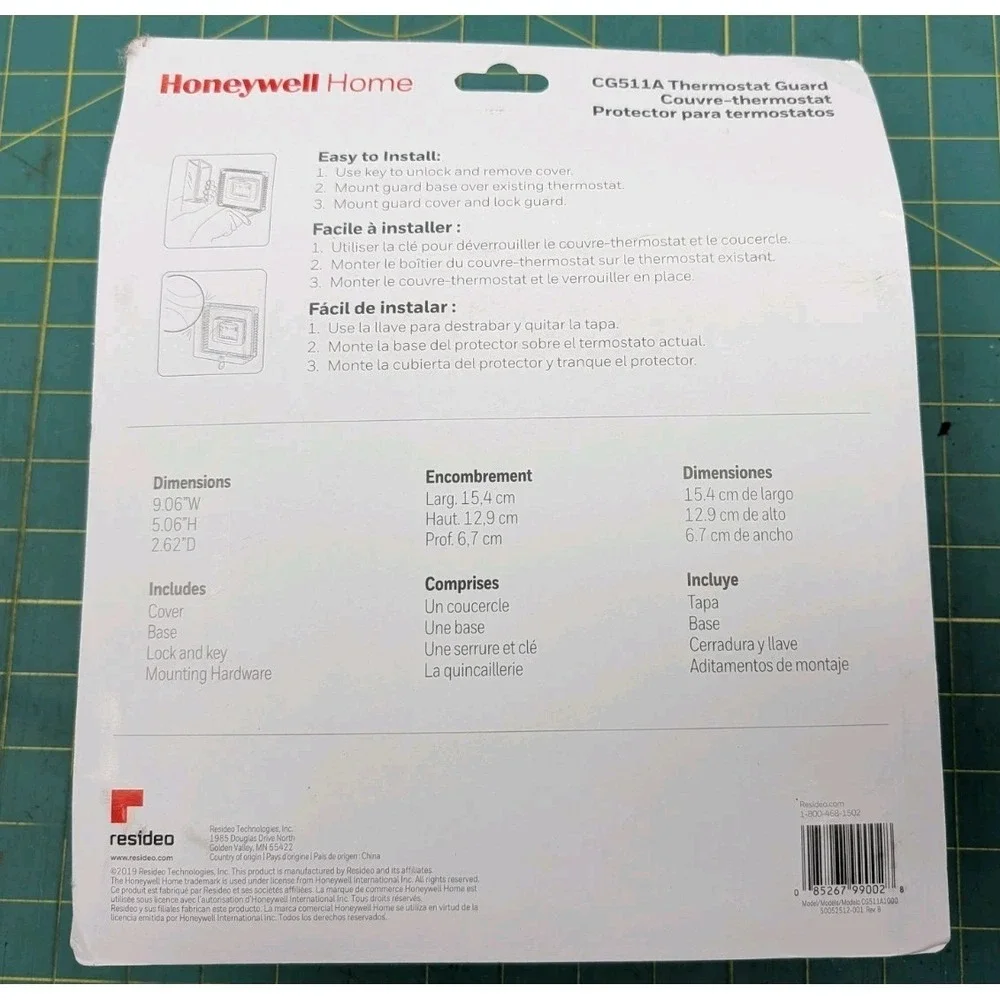 Honeywell Home CG 511A‎ Thermostat Locking Clear Cover with Keys NEW in Box